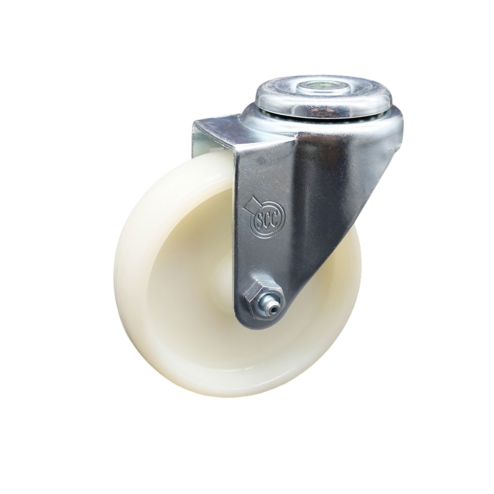 Nylon Swivel Bolt Hole Caster w/4" x 1.25" White Wheel - 300 lbs Capacity/Caster - Service Caster Brand — photo 1