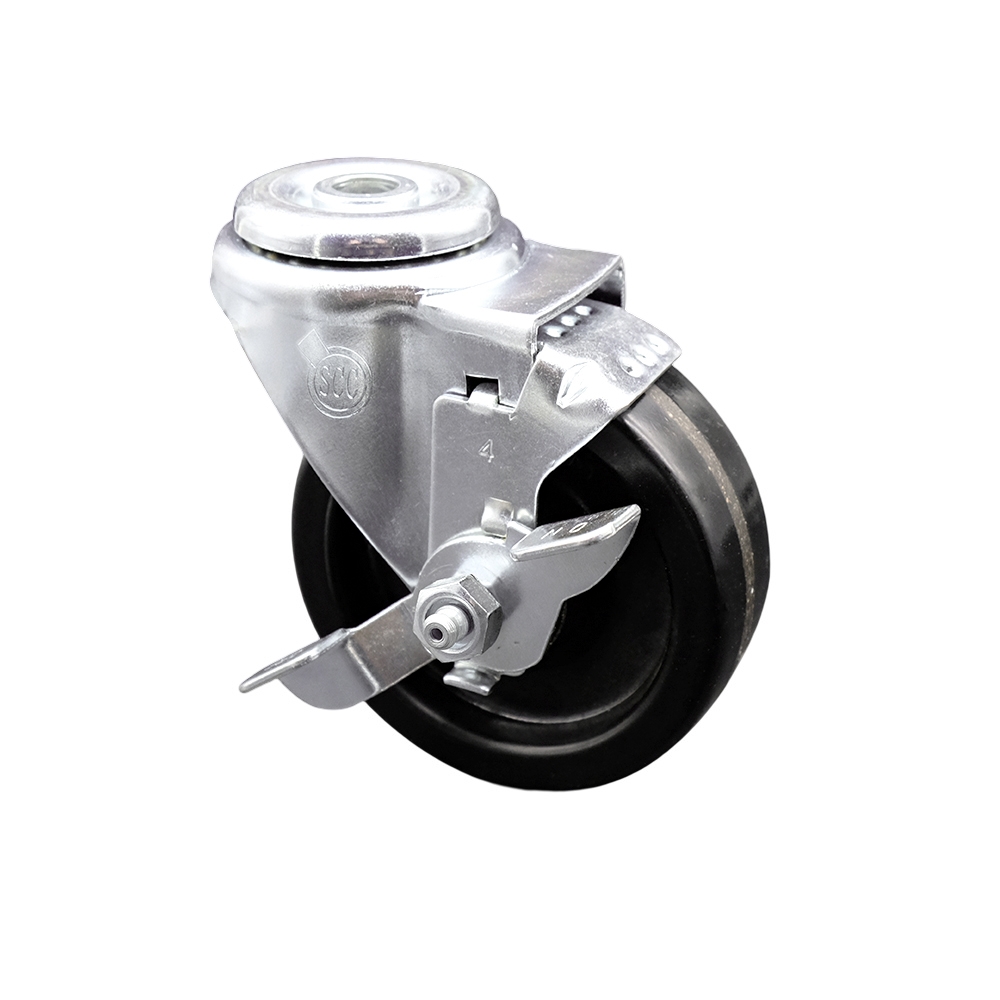 4" Swivel Caster with 1/2" Bolt Hole, Phenolic Wheel and Brake - 300 lbs Capacity - Service Caster Brand — photo 1
