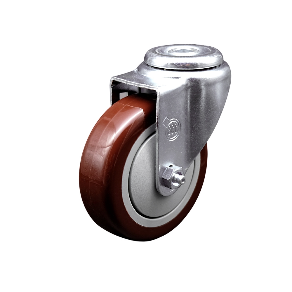 Welding, Detailing Chairs, and Mechanical Creeper Polyurethane Swivel Bolt Hole Caster w/4" x 1.25" Maroon Wheel - 350 lbs Capacity/Caster - Service Caster Brand — photo 1