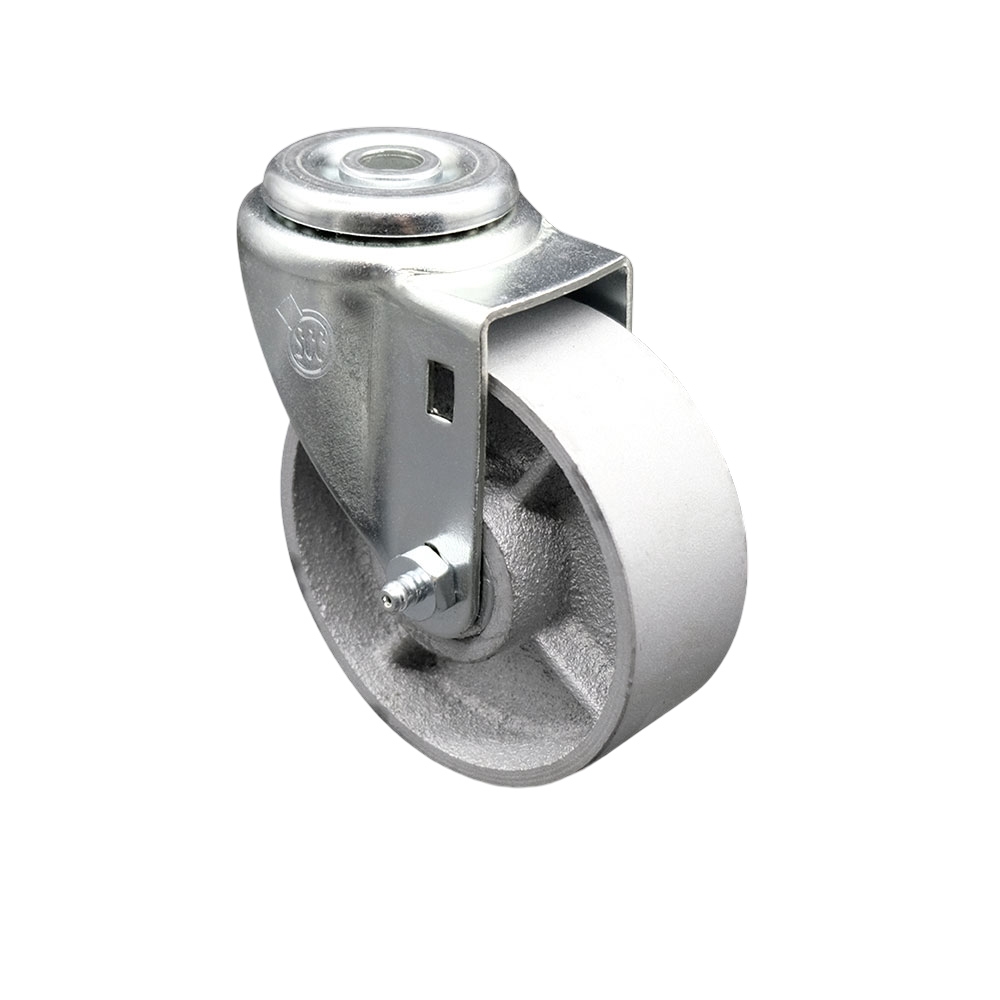 Semi Steel Cast Iron Swivel Bolt Hole Caster w/Roller Bearing - 4" x 1.5" Silver Wheel - 300 lbs Capacity/Caster - Service Caster Brand — photo 1