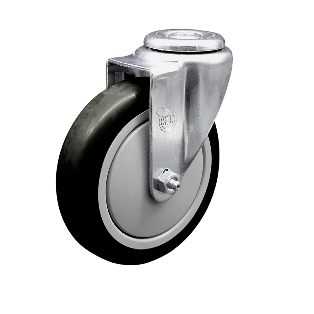 Polyurethane Swivel Bolt Hole Caster w/5" x 1.25"  Black Wheel - 350 lbs Capacity/Caster - Service Caster Brand — photo 1