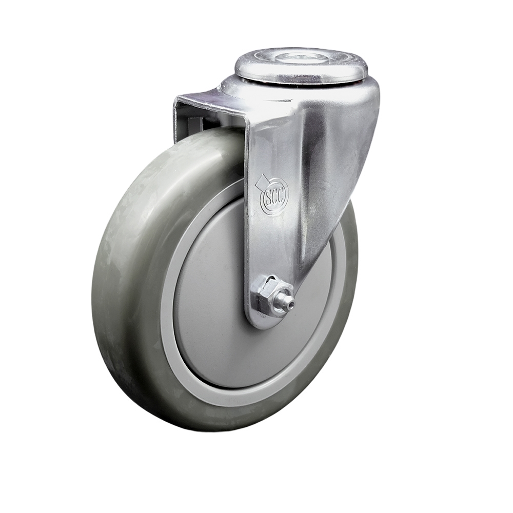 5" Swivel Caster with 1/2" Bolt Hole and Gray Polyurethane Wheel - 350 lbs Capacity - Service Caster Brand — photo 1