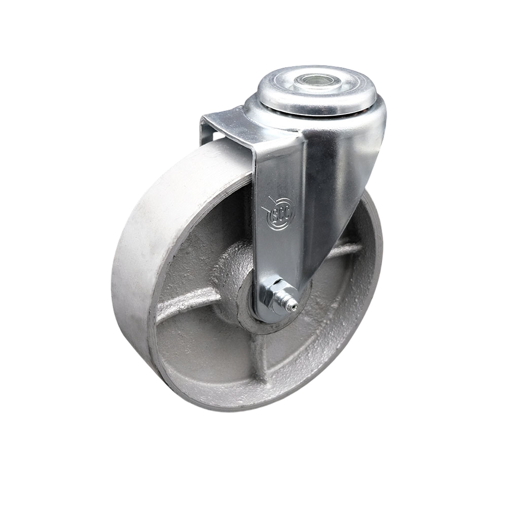 Semi Steel Cast Iron Swivel Bolt Hole Caster - 5" x 1.25" Silver Wheel - 300 lbs Capacity/Caster - Service Caster Brand — photo 1