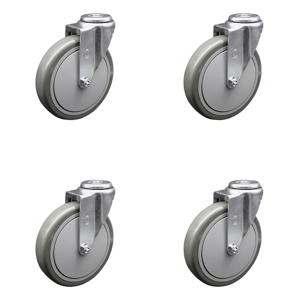 Polyurethane Swivel Bolt Hole Caster Set of 4 w/6" x 1.25" Gray Wheels - Includes 4 Swivel - 1400 lbs Total Capacity - Service Caster Brand — photo 1