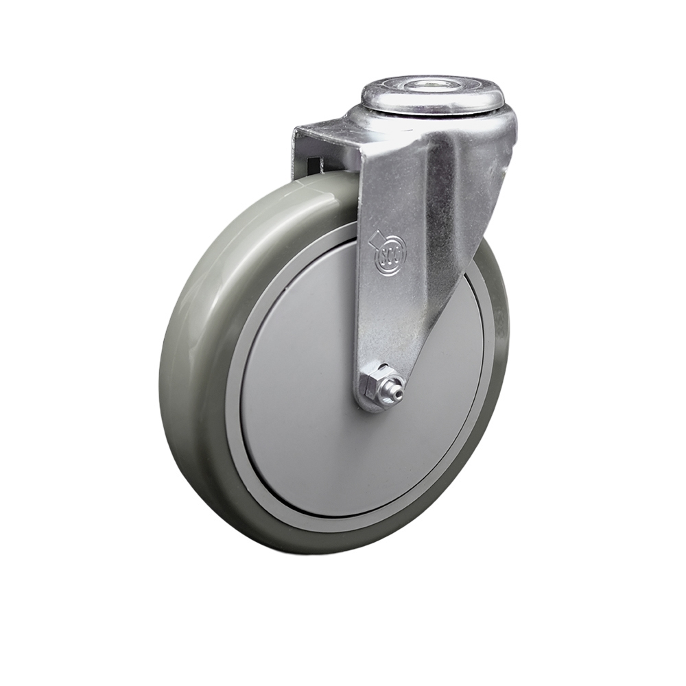 Polyurethane Swivel Bolt Hole Caster w/6" x 1.25" Gray Wheel - 350 lbs Capacity/Caster - Service Caster Brand — photo 1