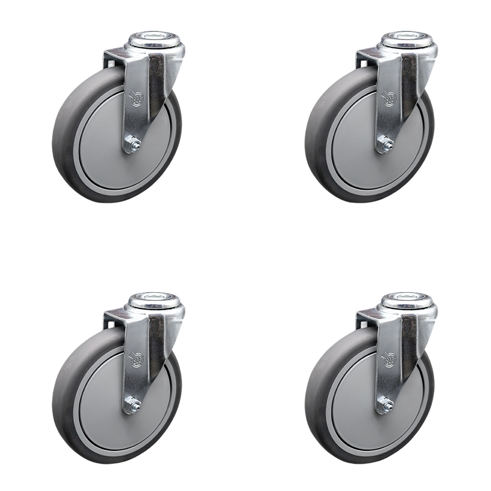 Thermoplastic Rubber Swivel Bolt Hole Caster Set of 4 w/6" x 1.25" Gray Wheels - Includes 4 Swivel - 1200 lbs Total Capacity - Service Caster Brand — photo 1
