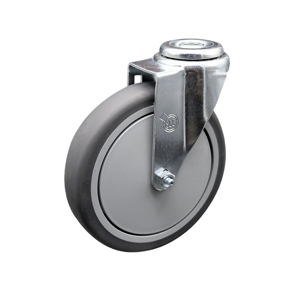 Thermoplastic Rubber Swivel Bolt Hole Caster - 6" X 1.25" Gray Wheel - 300 lbs Capacity/Caster - Service Caster Brand — photo 1