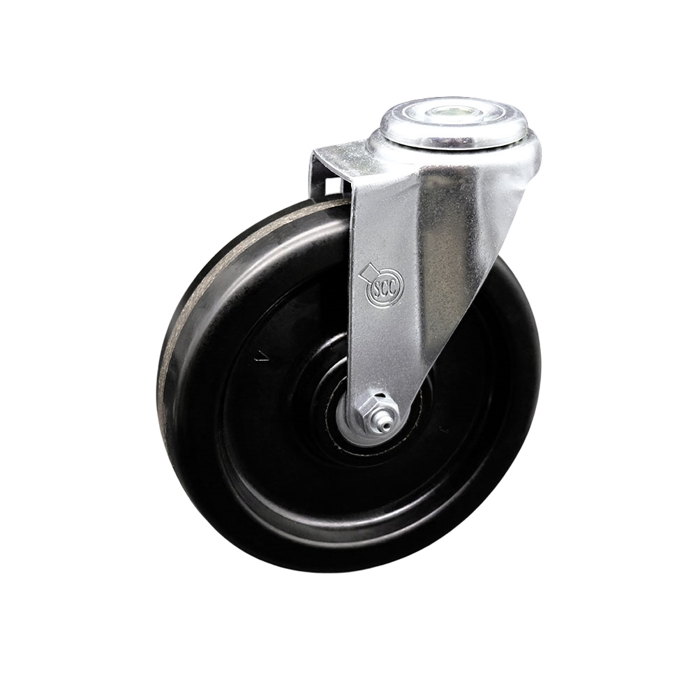 Phenolic Swivel Bolt Hole Caster w/Roller Bearing - 6" X 1.5" Black Wheel - 300 lbs Capacity/Caster - Service Caster Brand — photo 1