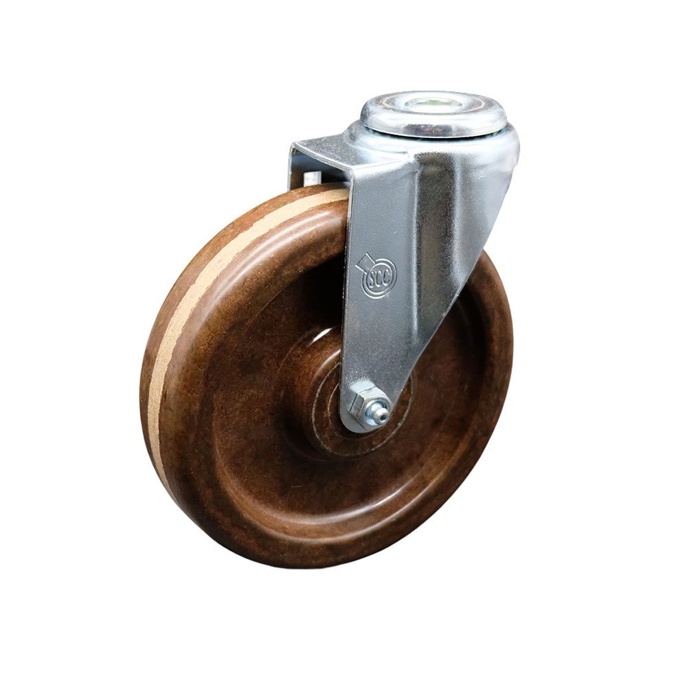High Temperature Phenolic Swivel Bolt Hole Caster w/Roller Bearing - 6" x 1.5" Brown Wheel - 300 lbs Capacity/Caster - Service Caster Brand — photo 1