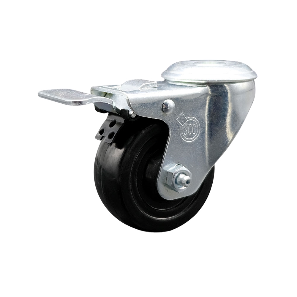 3" Swivel Caster with 1/2" Bolt Hole, Hard Rubber Wheel and Total Lock Brake - 275 lbs Capacity - Service Caster Brand — photo 1