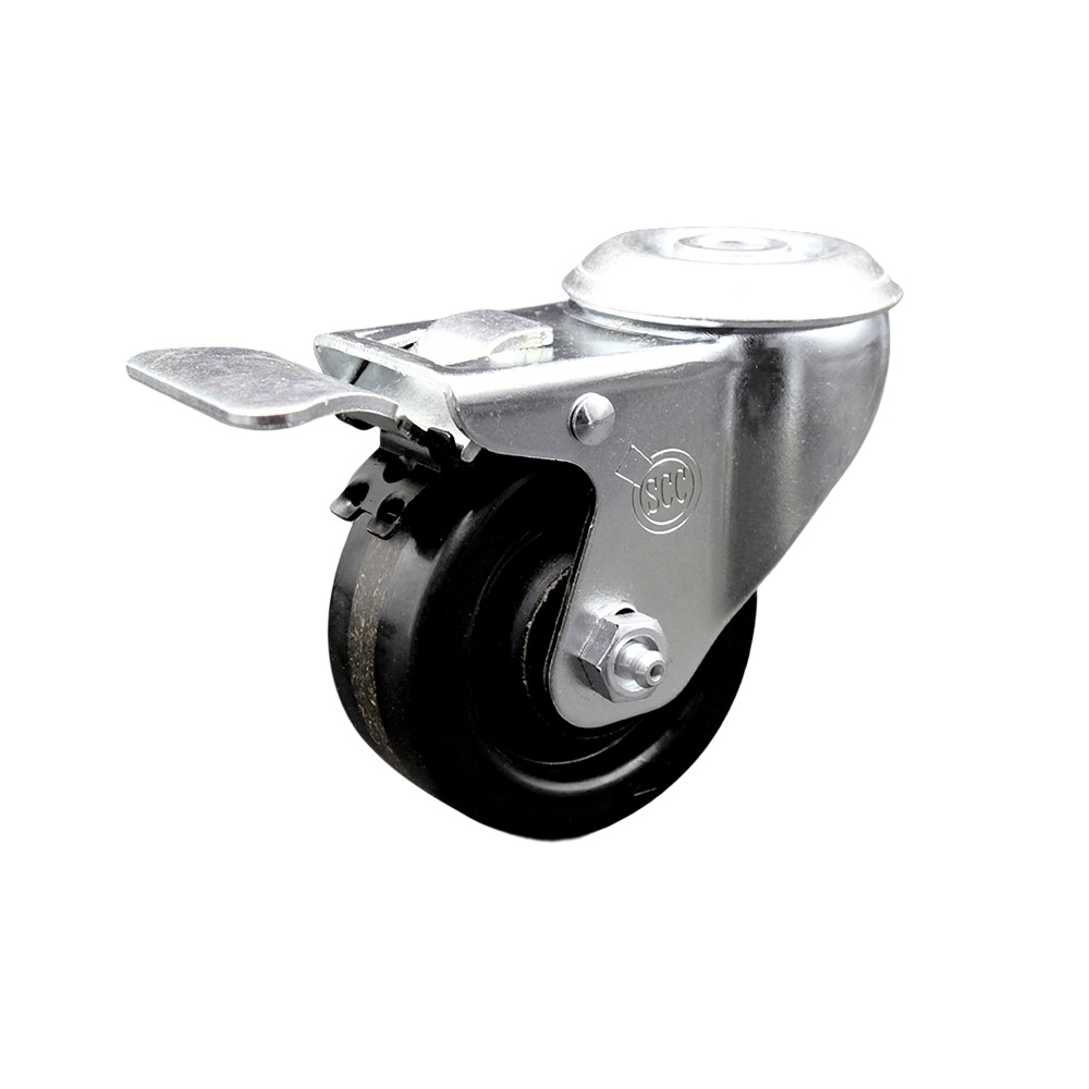 3" Swivel Caster with 1/2" Bolt Hole, Phenolic Wheel and Total Lock Brake - 300 lbs Capacity - Service Caster Brand — photo 1