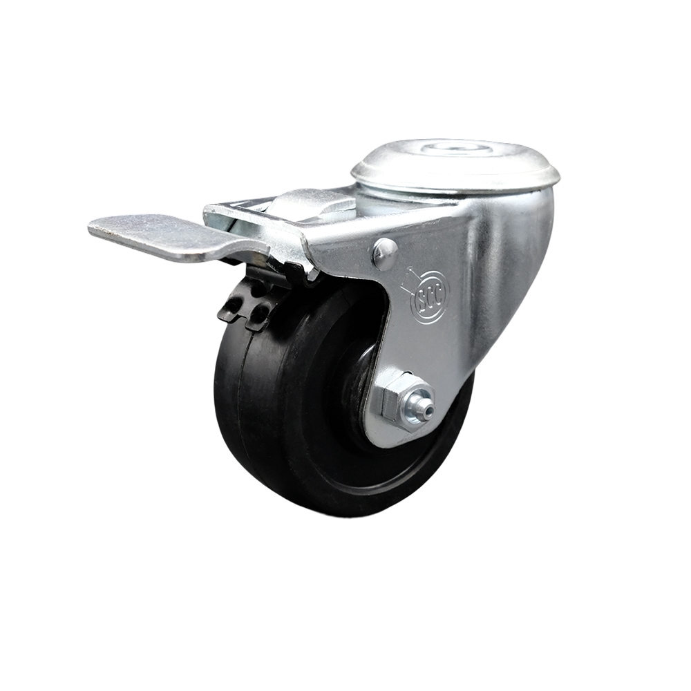 3" Swivel Caster with 1/2" Bolt Hole, Soft Rubber Wheel and Total Lock Brake - 175 lbs Capacity - Service Caster Brand — photo 1