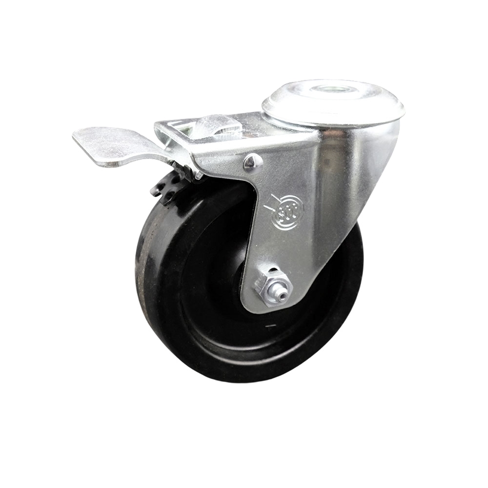 4" Swivel Caster with 1/2" Bolt Hole, Phenolic Wheel and Total Lock Brake - 300 lbs Capacity - Service Caster Brand — photo 1
