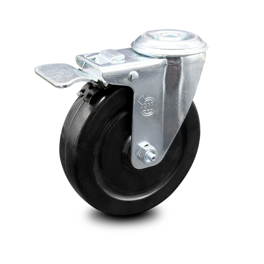 5" Swivel Caster with 1/2" Bolt Hole, Hard Rubber Wheel and Total Lock Brake - 300 lbs Capacity - Service Caster Brand — photo 1