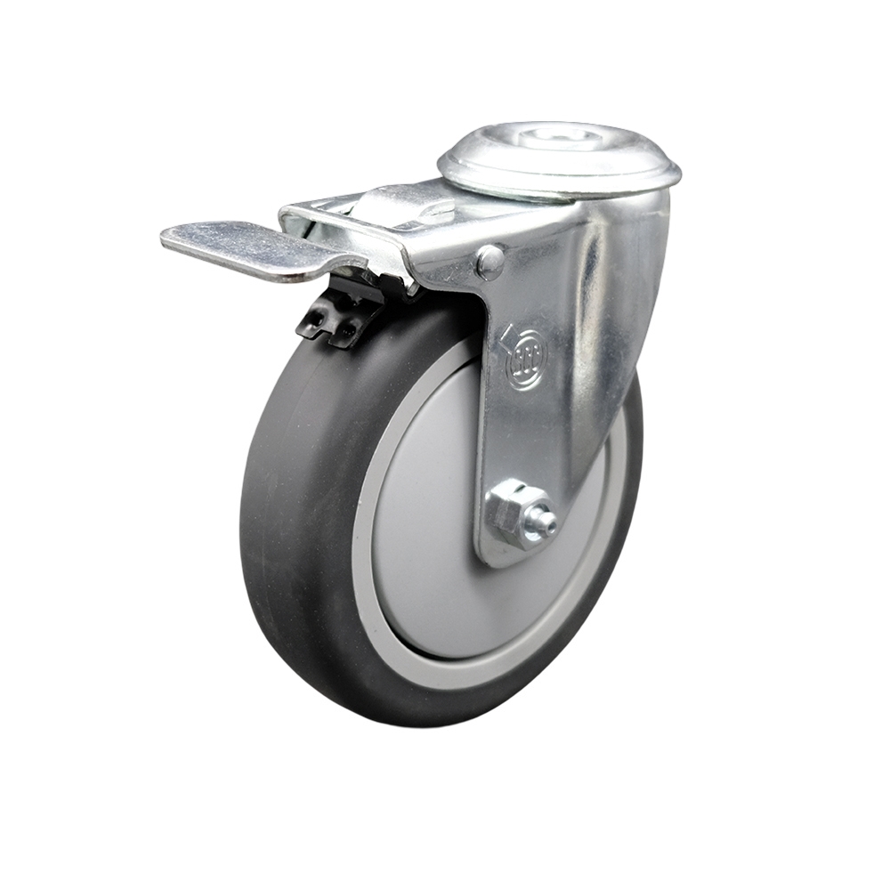 5" Swivel Caster with 1/2" Bolt Hole, Thermoplastic Rubber Wheel and Total Lock Brake - 300 lbs Capacity - Service Caster Brand — photo 1