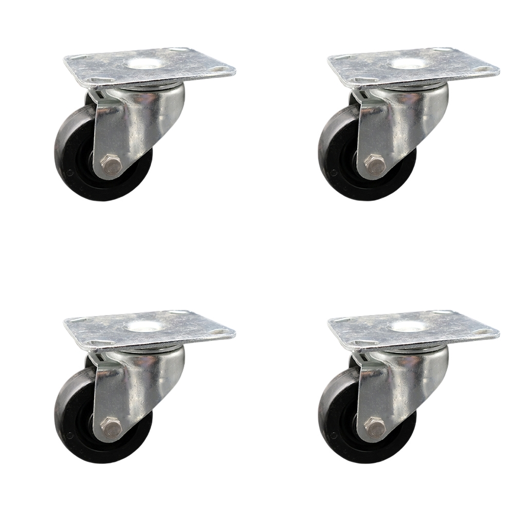 Swivel Casters w/3” x 1.25” Black Polyolefin Wheels – Delrin Wheel Bearings – 3-3/4” x 4-3/8” Large Overall Top Plates – 800 lbs. Total Capacity – Set of 4 – Service Caster Brand — photo 1