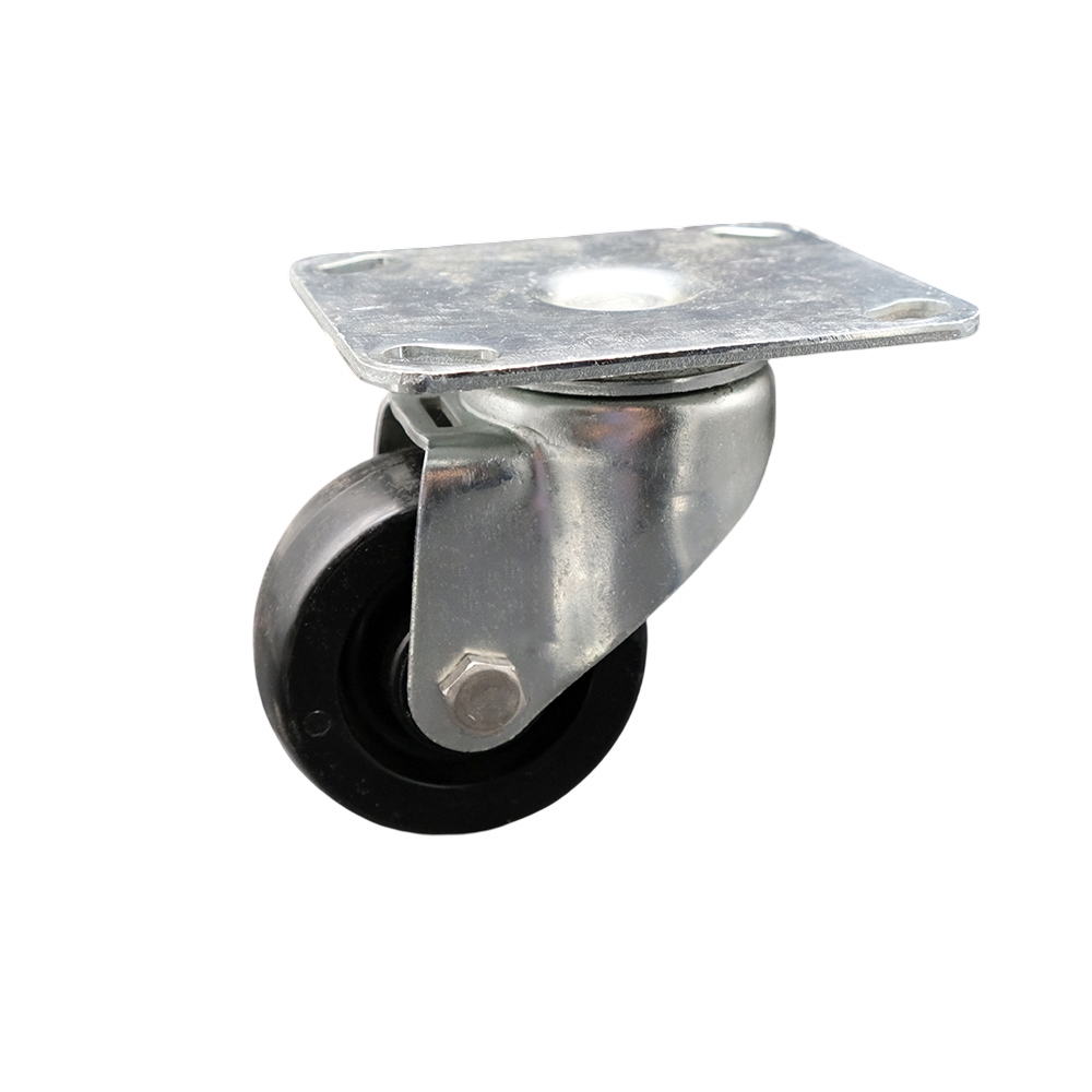 Swivel Caster w/3” x 1.25” Black Polyolefin Wheel – Delrin Wheel Bearings – 3-3/4” x 4-3/8” Large Overall Top Plate – 200 lbs. Capacity Per – Service Caster Brand — photo 1