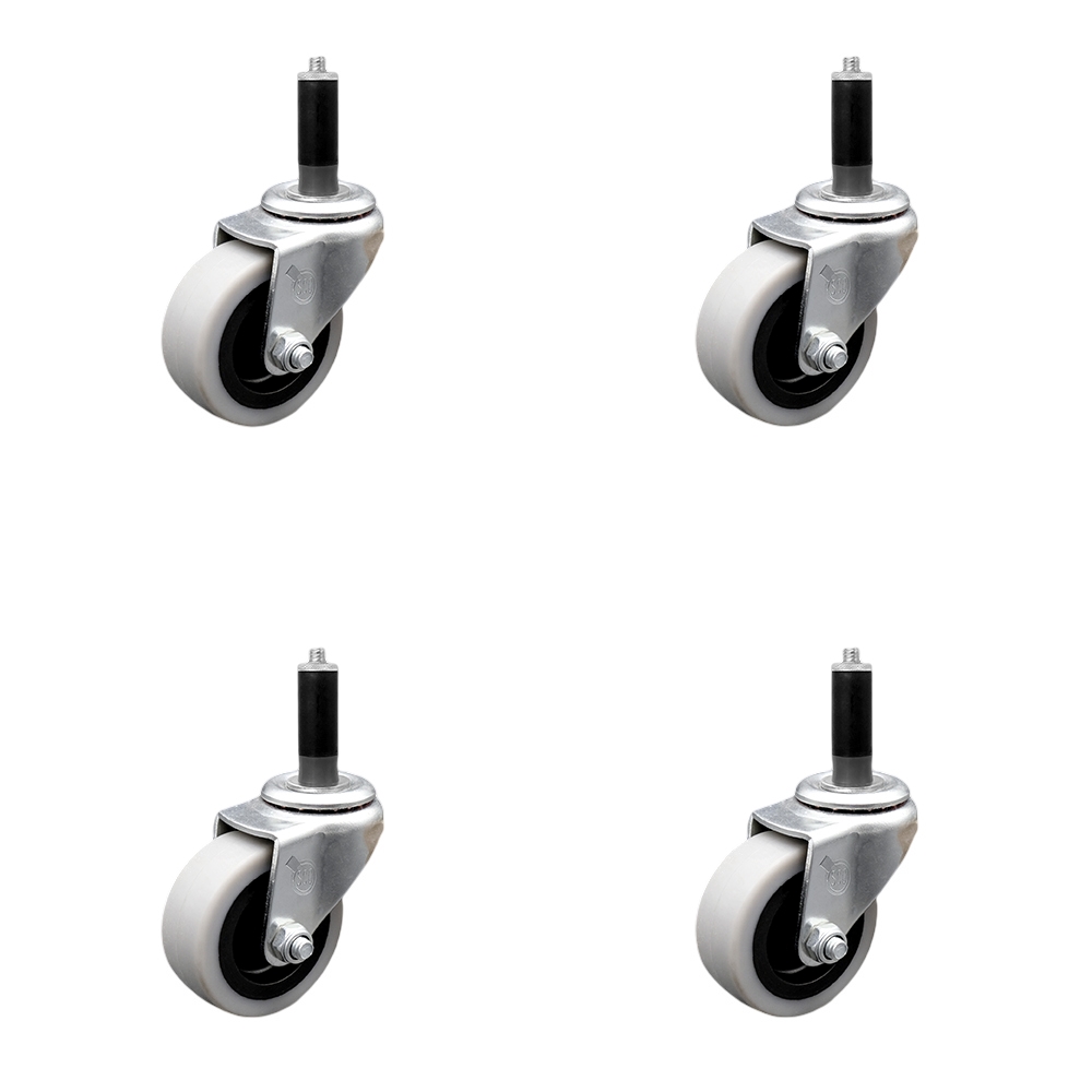 2 Inch Swivel Thermoplastic Rubber Caster Wheels and 1 Inch Expanding Adapter Stem Caster - 320 lbs. Total Capacity - Set of 4 - Service Caster Brand — photo 1