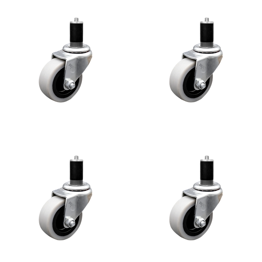 2 Inch Swivel Thermoplastic Rubber Caster Wheels and 1-1/2 Inch Expanding Adapter Stem Casters - 320 lbs. Total Capacity - Set of 4 - Service Caster Brand — photo 1