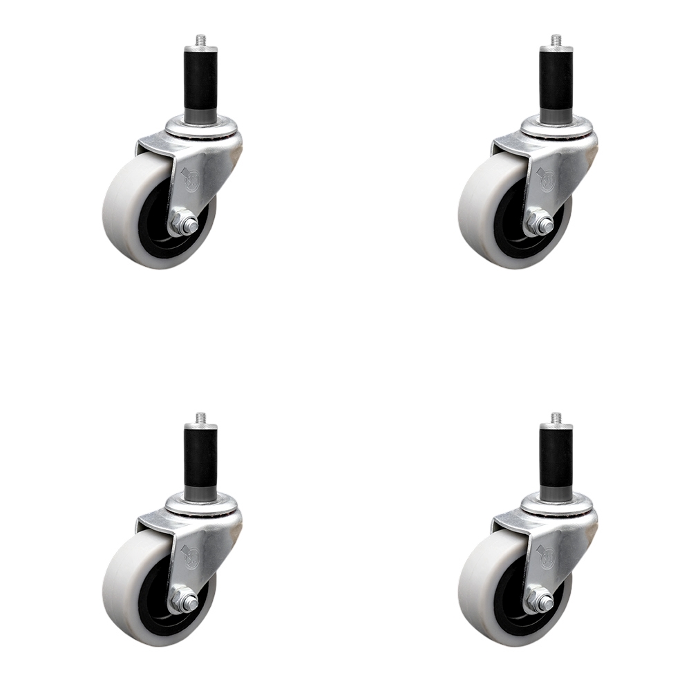 2 Inch Swivel Thermoplastic Rubber Caster Wheels and 1-1/4 Inch Expanding Adapter Stem Casters - 320 lbs. Total Capacity - Set of 4 - Service Caster Brand — photo 1