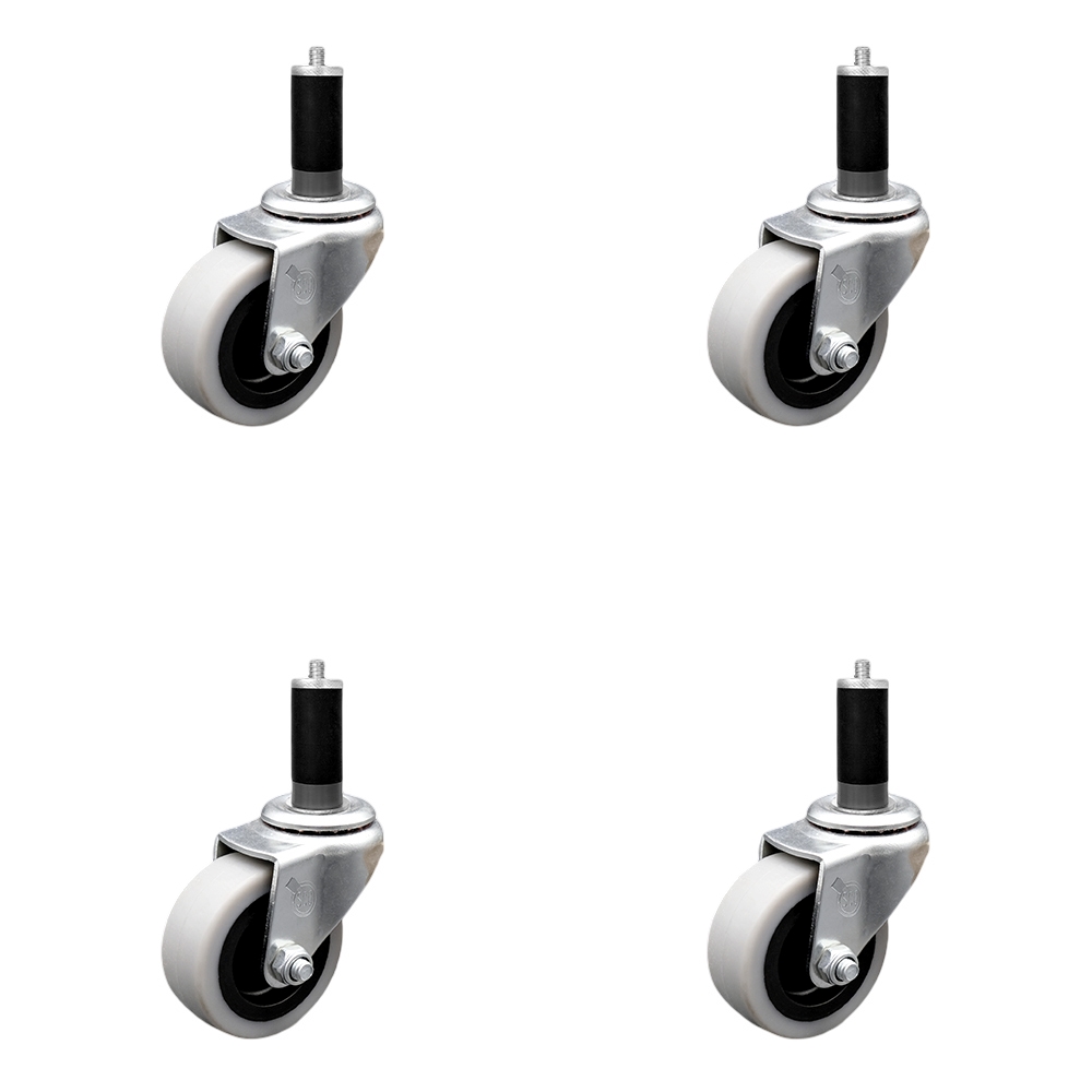 2 Inch Swivel Thermoplastic Rubber Caster Wheels and 1-1/8 Inch Expanding Adapter Stem Caster - 320 lbs. Total Capacity - Set of 4 - Service Caster Brand — photo 1