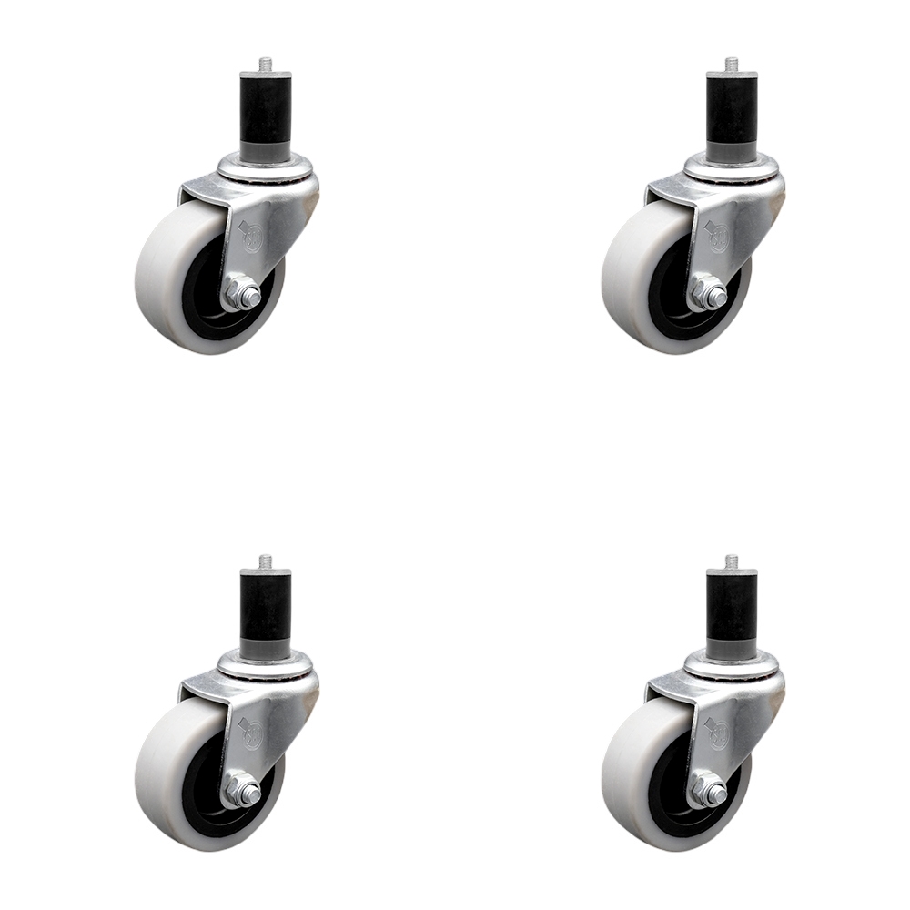 2 Inch Swivel Thermoplastic Rubber Caster Wheels and 1-3/4 Inch Expanding Adapter Stem Caster - 320 lbs. Total Capacity - Set of 4 - Service Caster Brand — photo 1