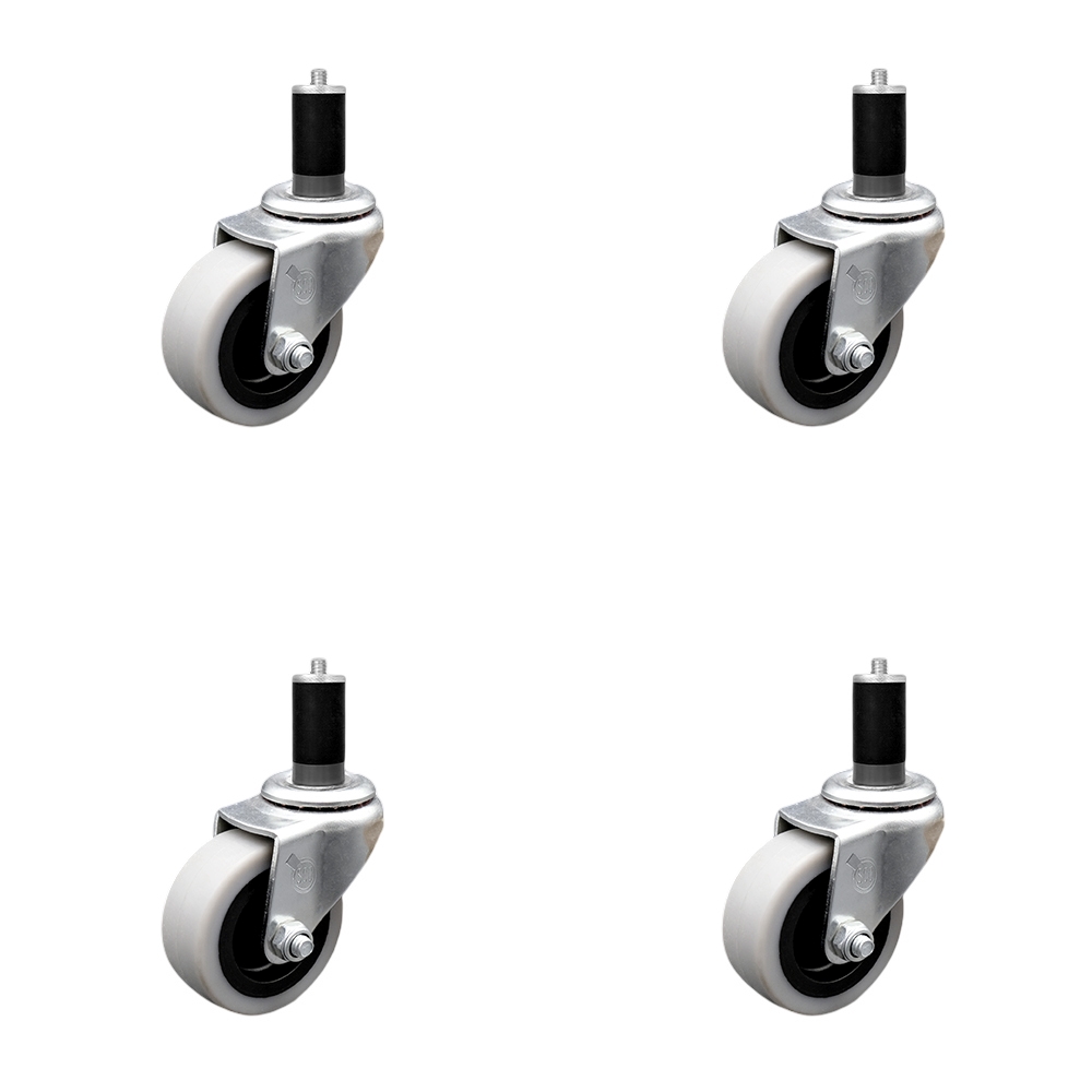 2 Inch Swivel Thermoplastic Rubber Caster Wheels and 1-3/8 Inch Expanding Adapter Stem Caster - 320 lbs. Total Capacity - Set of 4 - Service Caster Brand — photo 1