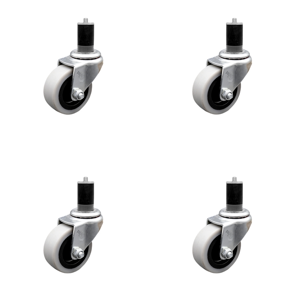 2 Inch Swivel Thermoplastic Rubber Caster Wheels and 1-5/8 Inch Expanding Adapter Stem Caster - 320 lbs. Total Capacity - Set of 4 - Service Caster Brand — photo 1