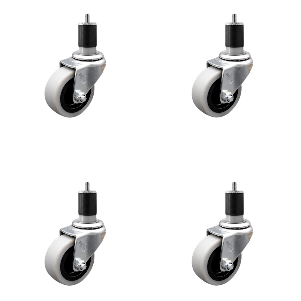 2 Inch Swivel Thermoplastic Rubber Caster Wheels and 1-7/8 Inch Expanding Adapter Stem Caster - 320 lbs. Total Capacity - Set of 4 - Service Caster Brand — photo 1