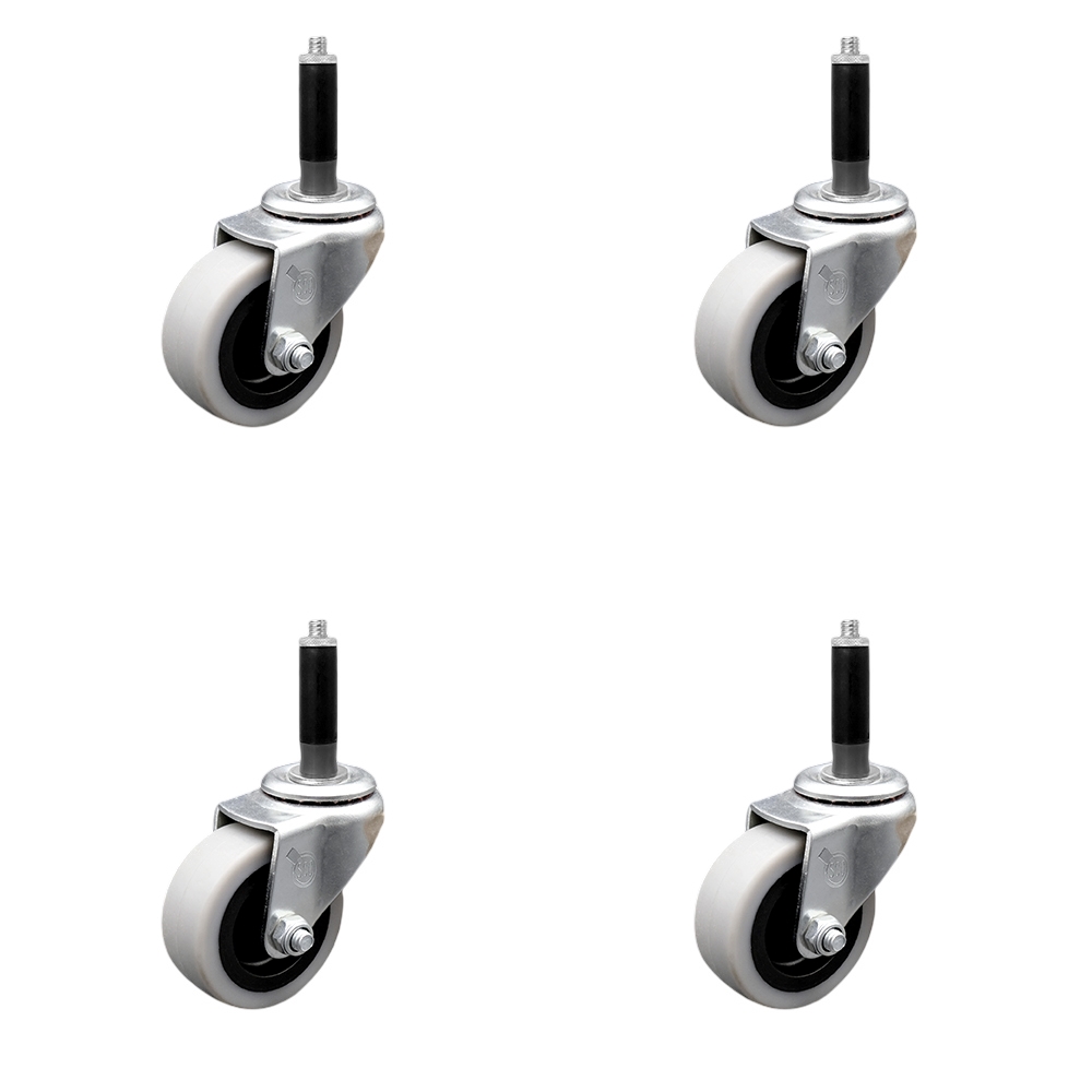 2 Inch Swivel Thermoplastic Rubber Caster Wheels and 3/4 Inch Expanding Adapter Stem Caster - 320 lbs. Total Capacity - Set of 4 - Service Caster Brand — photo 1