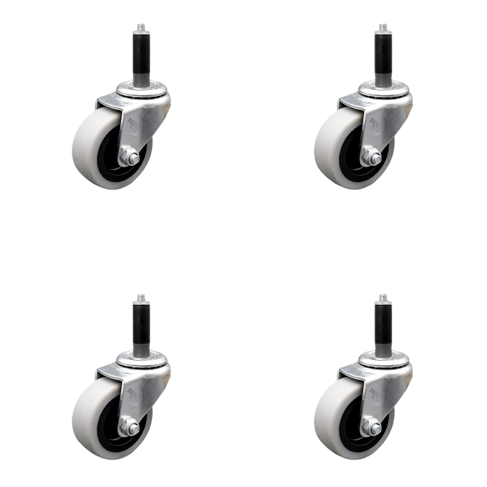 2 Inch Swivel Thermoplastic Rubber Caster Wheels and 7/8 Inch Expanding Adapter Stem Caster - 320 lbs. Total Capacity - Set of 4 - Service Caster Brand — photo 1