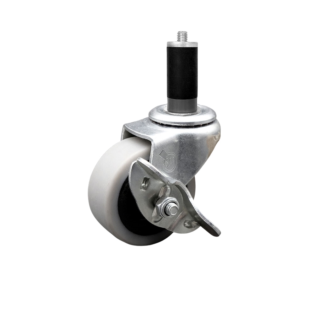 2 Inch Swivel Thermoplastic Rubber Caster Wheel and 1-1/4 Inch Expanding Adapter Stem Caster and Brake - 80 lbs. Per Caster - Service Caster Brand — photo 1