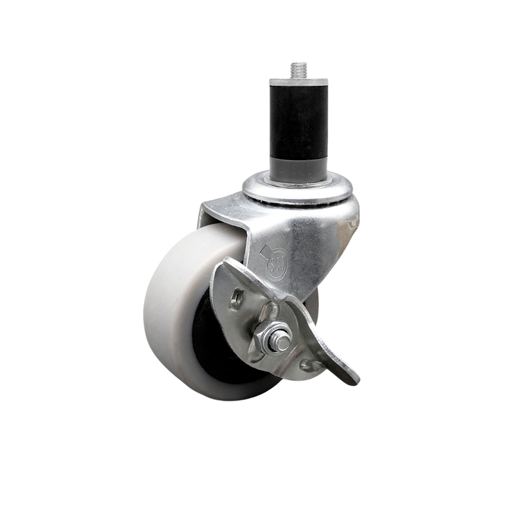 2 Inch Swivel Thermoplastic Rubber Caster Wheel and 1-5/8 Inch Expanding Adapter Stem Caster and Brake - 80 lbs. Per Caster - Service Caster Brand — photo 1