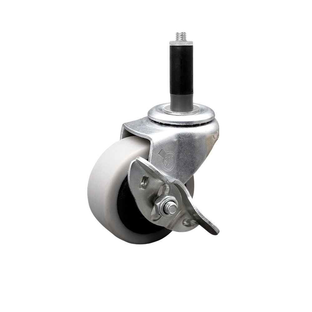 2 Inch Swivel Thermoplastic Rubber Caster Wheel and 1 Inch Expanding Adapter Stem Caster and Brake - 80 lbs. Per Caster - Service Caster Brand — photo 1