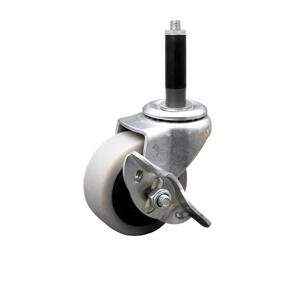 2 Inch Swivel Thermoplastic Rubber Caster Wheel and 3/4 Inch Expanding Adapter Stem Caster and Brake - 80 lbs. Per Caster - Service Caster Brand — photo 1