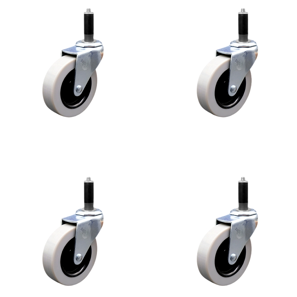3 Inch Swivel Thermoplastic Rubber Caster Wheels and 1 Inch Expanding Adapter Stem Casters - 440 lbs. Total Capacity - Set of 4 - Service Caster Brand — photo 1