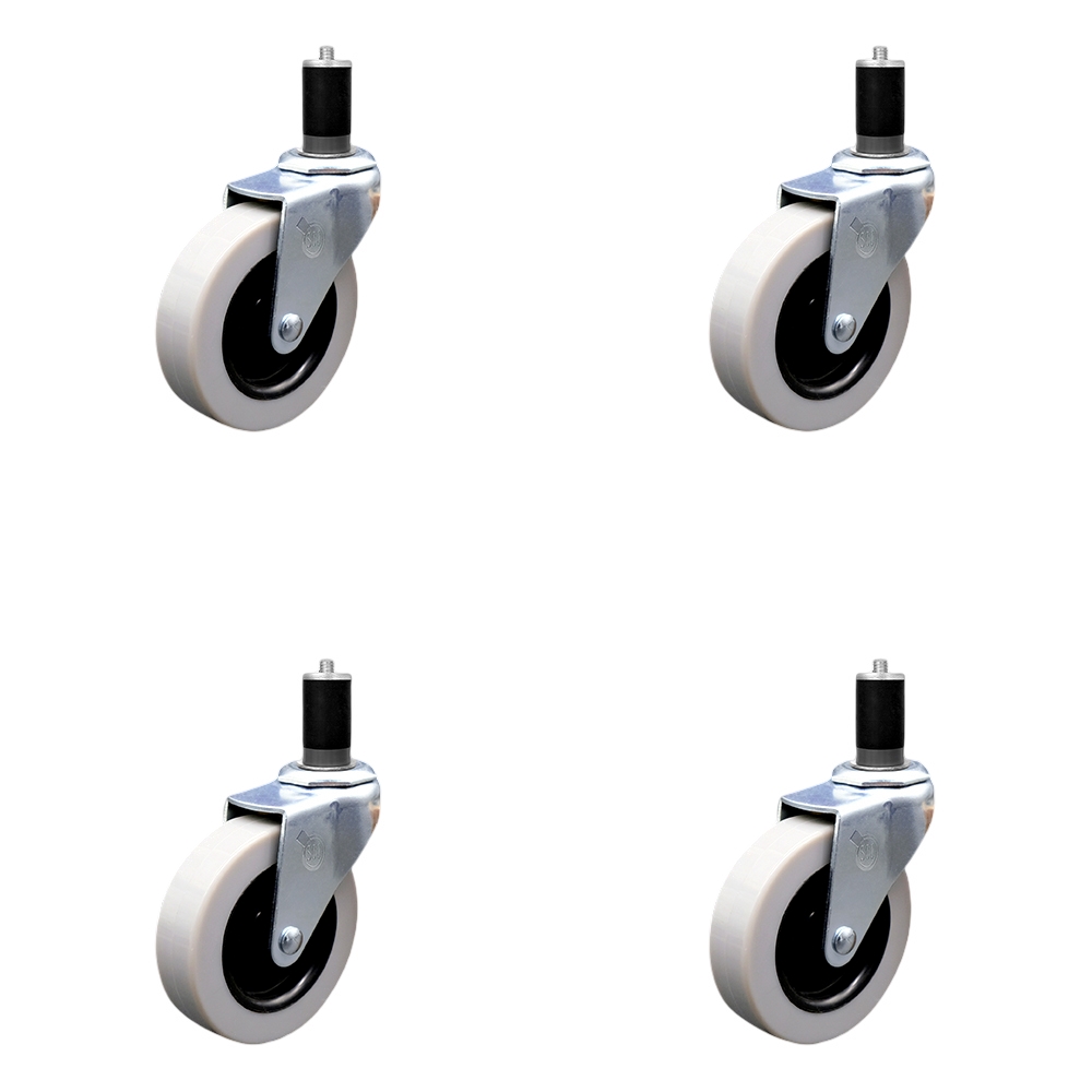 3 Inch Swivel Thermoplastic Rubber Caster Wheels and 1-1/2 Inch Expanding Adapter Stem Casters - 440 lbs. Total Capacity - Set of 4 - Service Caster Brand — photo 1
