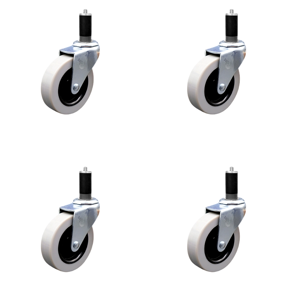 3 Inch Swivel Thermoplastic Rubber Caster Wheels and 1-1/4 Inch Expanding Adapter Stem Casters - 440 lbs. Total Capacity - Set of 4 - Service Caster Brand — photo 1
