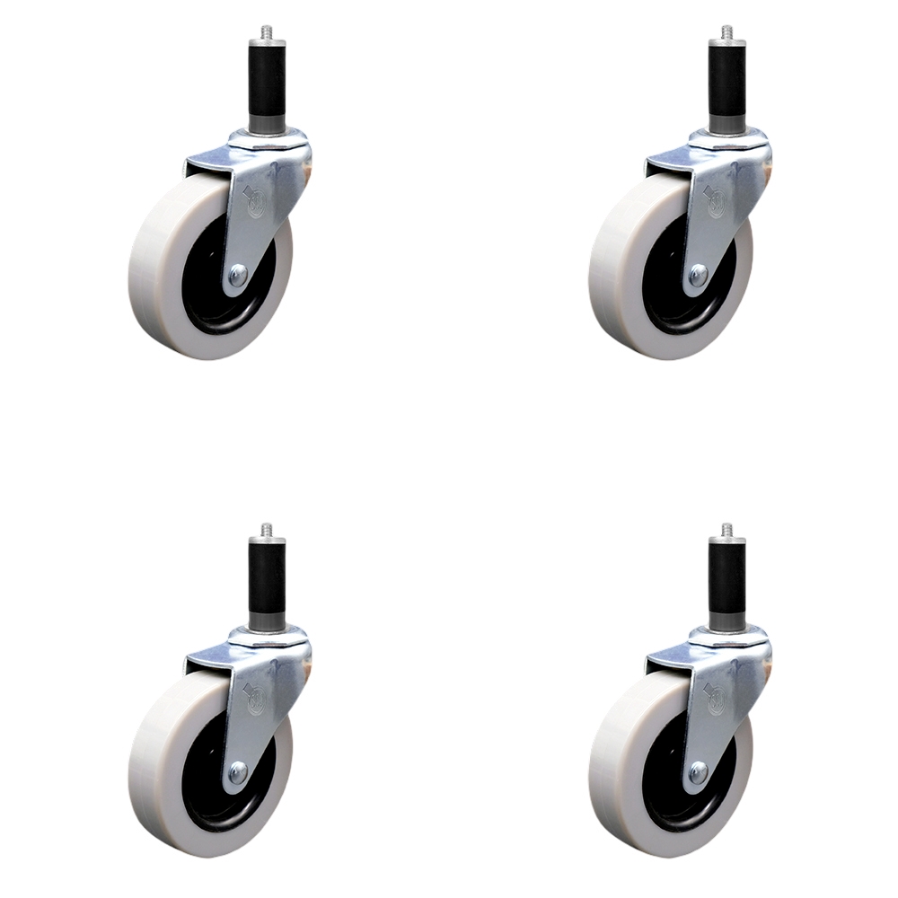 3 Inch Swivel Thermoplastic Rubber Caster Wheels and 1-1/8 Inch Expanding Adapter Stem Casters - 440 lbs. Total Capacity - Set of 4 - Service Caster Brand — photo 1