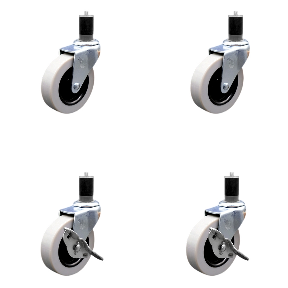 3 Inch Swivel Thermoplastic Rubber Casters Set of 4 - 1-3/4 Inch Expanding Adapter Stem Casters - Includes 2 with Side Lock Brake - Service Caster Brand — photo 1