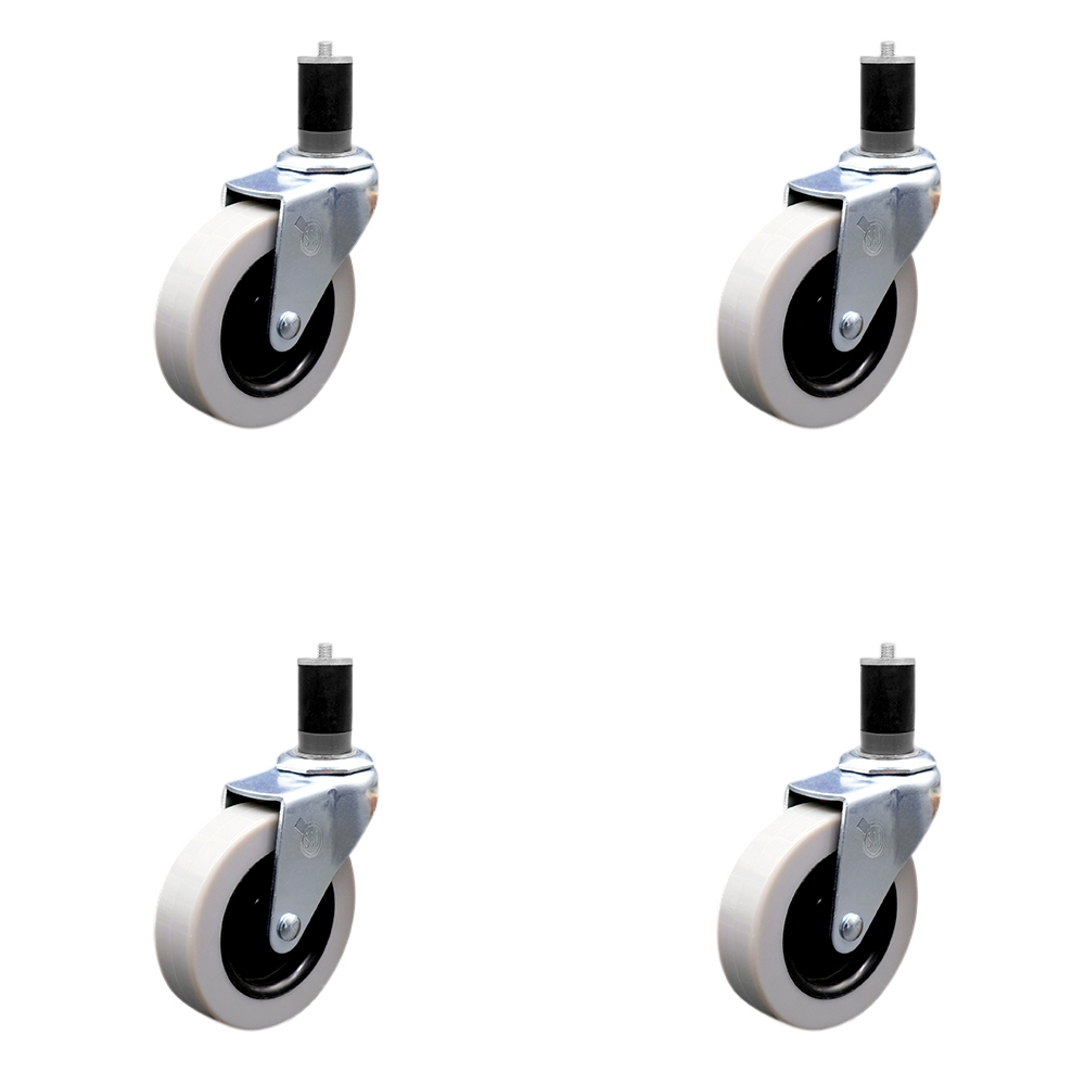 3 Inch Swivel Thermoplastic Rubber Caster Wheels and 1-3/4 Inch Expanding Adapter Stem Casters - 440 lbs. Total Capacity - Set of 4 - Service Caster Brand — photo 1