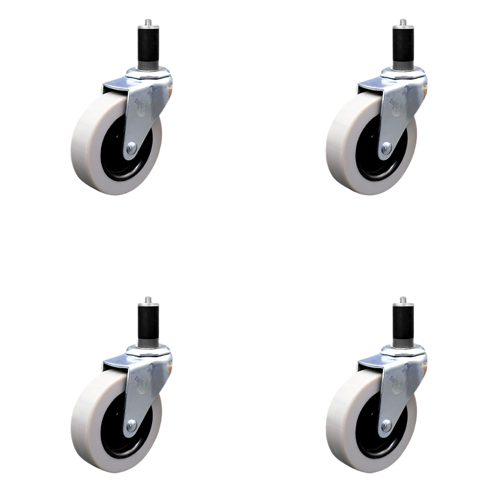 3 Inch Swivel Thermoplastic Rubber Caster Wheels and 1-3/8 Inch Expanding Adapter Stem Casters - 440 lbs. Total Capacity - Set of 4 - Service Caster Brand — photo 1