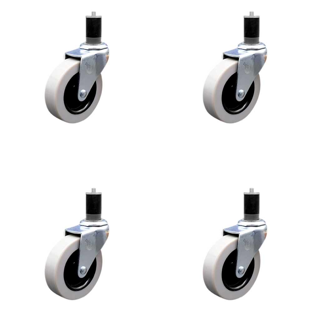 3 Inch Swivel Thermoplastic Rubber Caster Wheels and 1-5/8 Inch Expanding Adapter Stem Casters - 440 lbs. Total Capacity - Set of 4 - Service Caster Brand — photo 1