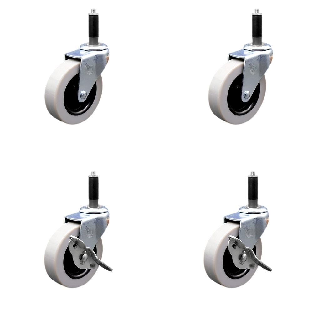 3 Inch Swivel Thermoplastic Rubber Casters Set of 4 - 7/8 Inch Expanding Adapter Stem Casters - Includes 2 with Side Lock Brake - Service Caster Brand — photo 1