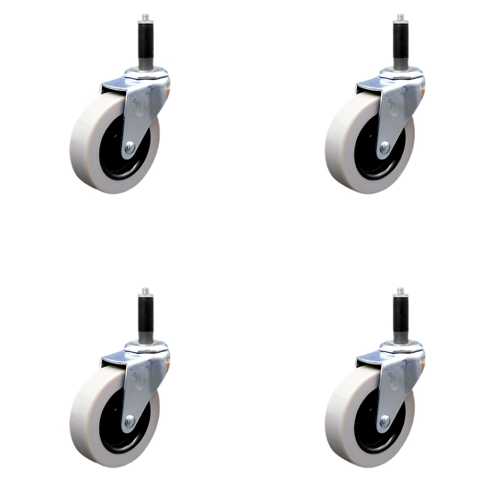 3 Inch Swivel Thermoplastic Rubber Caster Wheels and 7/8 Inch Expanding Adapter Stem Casters - 440 lbs. Total Capacity - Set of 4 - Service Caster Brand — photo 1