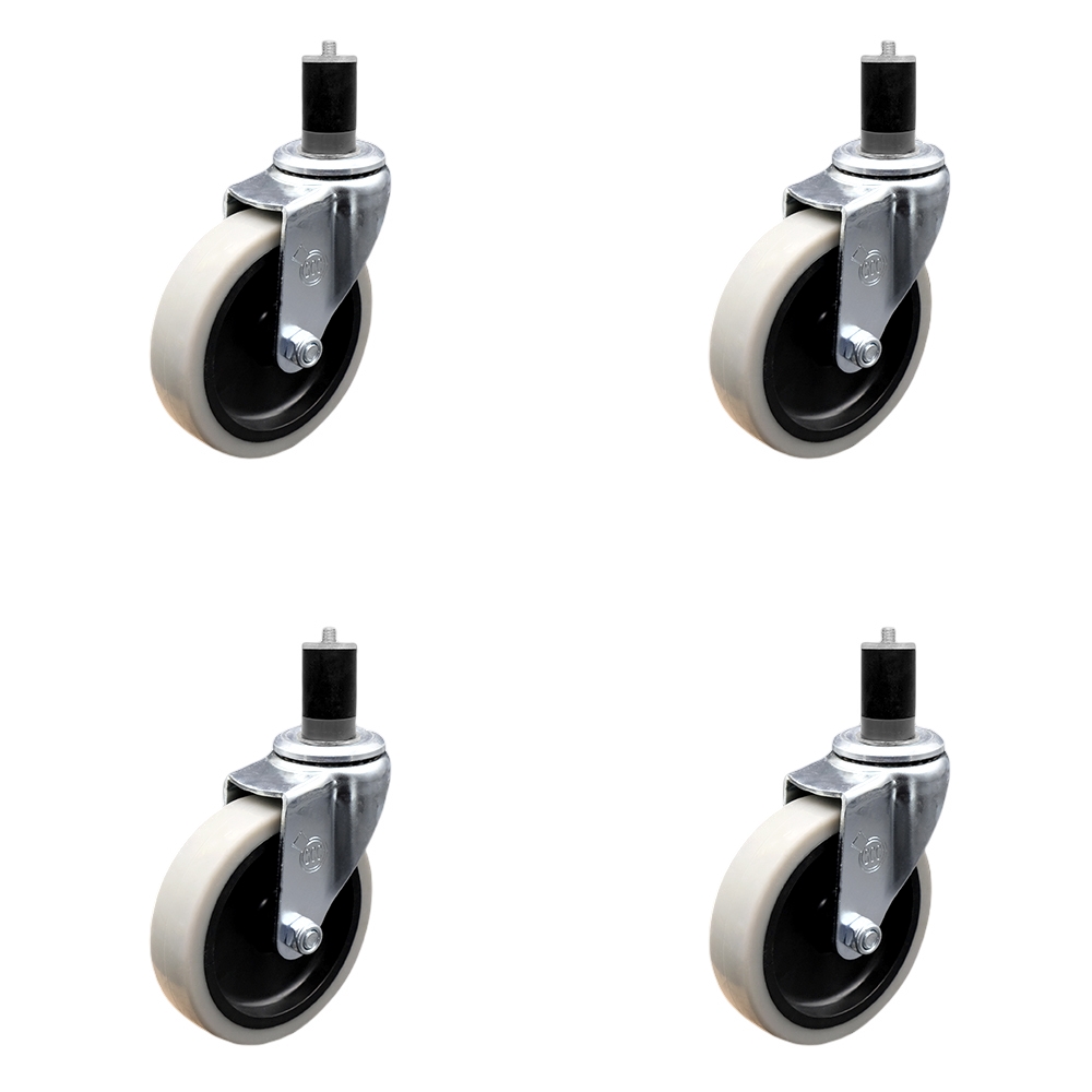 4 Inch Swivel Thermoplastic Rubber Caster Wheels and 1-5/8 Inch Expanding Adapter Stem Casters - 500 lbs. Total Capacity - Set of 4 - Service Caster Brand — photo 1