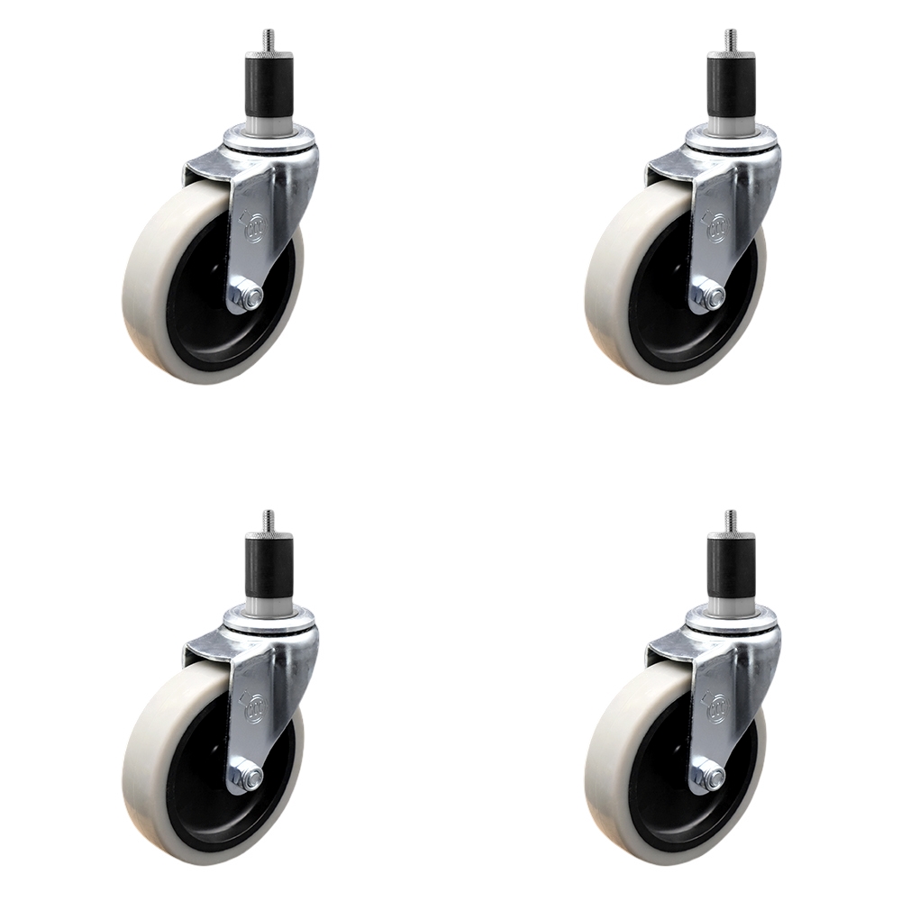 4 Inch Swivel Thermoplastic Rubber Caster Wheels and 1-7/8 Inch Expanding Adapter Stem Casters - 500 lbs. Total Capacity - Set of 4 - Service Caster Brand — photo 1