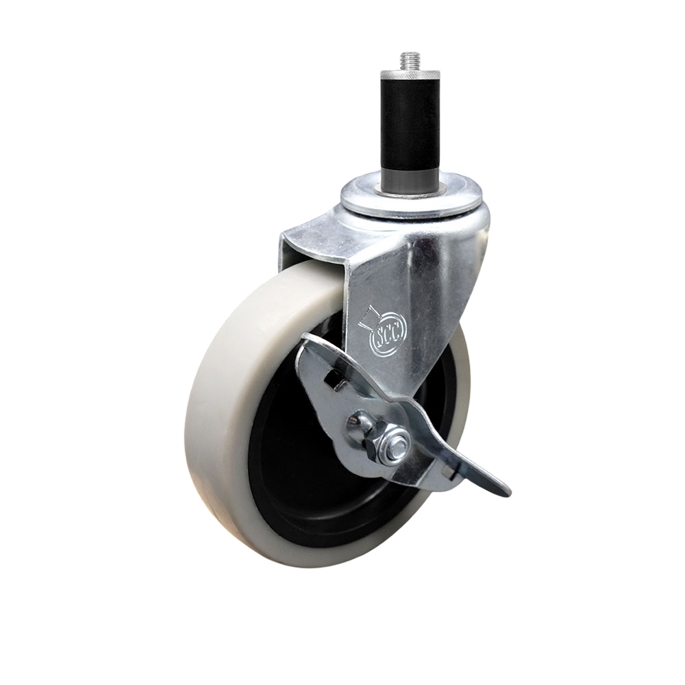 4 Inch Swivel Thermoplastic Rubber Caster Wheel and 1-3/8 Inch Expanding Adapter Stem Caster and Brake - 125 lbs. Per Caster - Service Caster Brand — photo 1