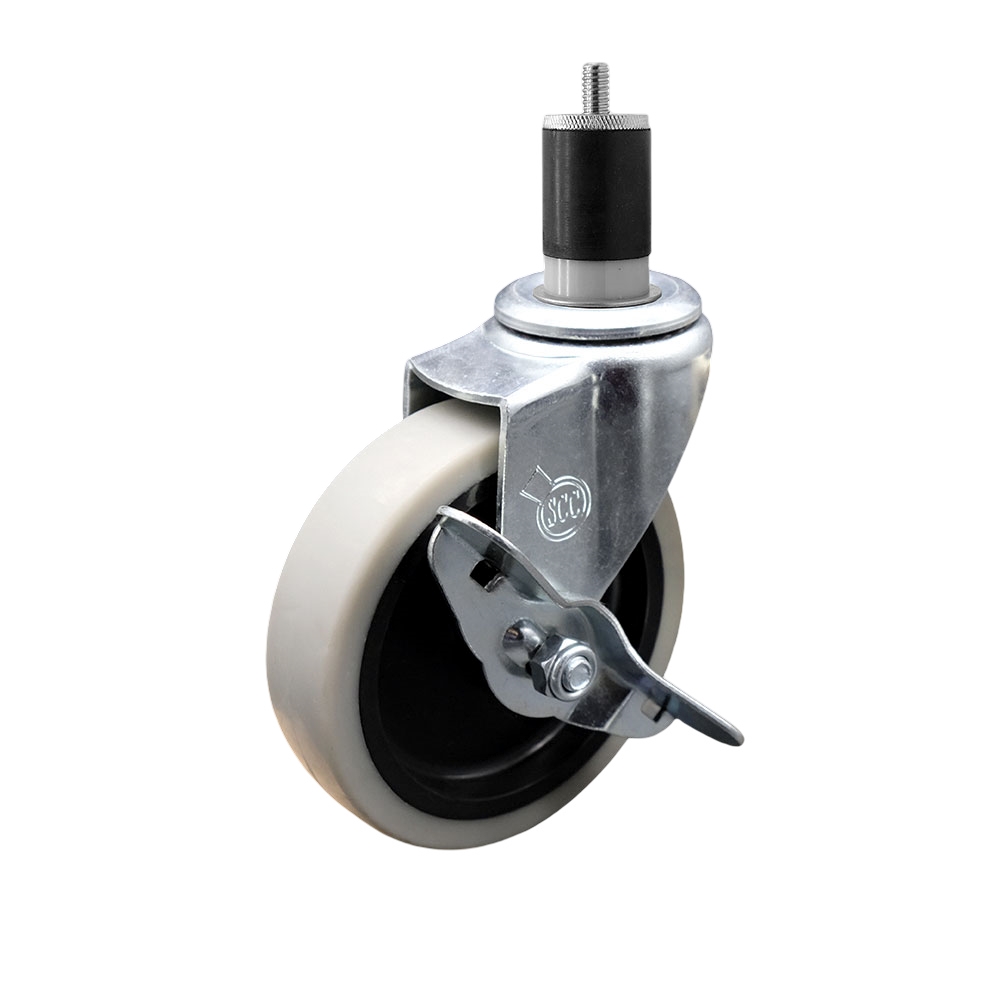 4 Inch Swivel Thermoplastic Rubber Caster Wheel and 1-7/8 Inch Expanding Adapter Stem Caster and Brake - 125 lbs. Per Caster - Service Caster Brand — photo 1
