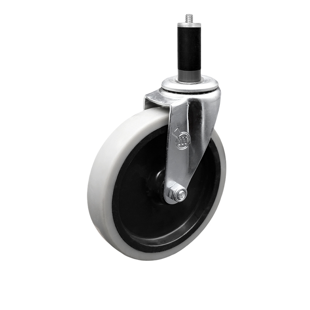 Service Caster Brand Replacement for Colson Caster 1.05367.441 MTG43 - 5 Inch Swivel Thermoplastic Rubber Caster and 1-1/8" Expanding Adapter Stem - 130 lbs./caster — photo 1